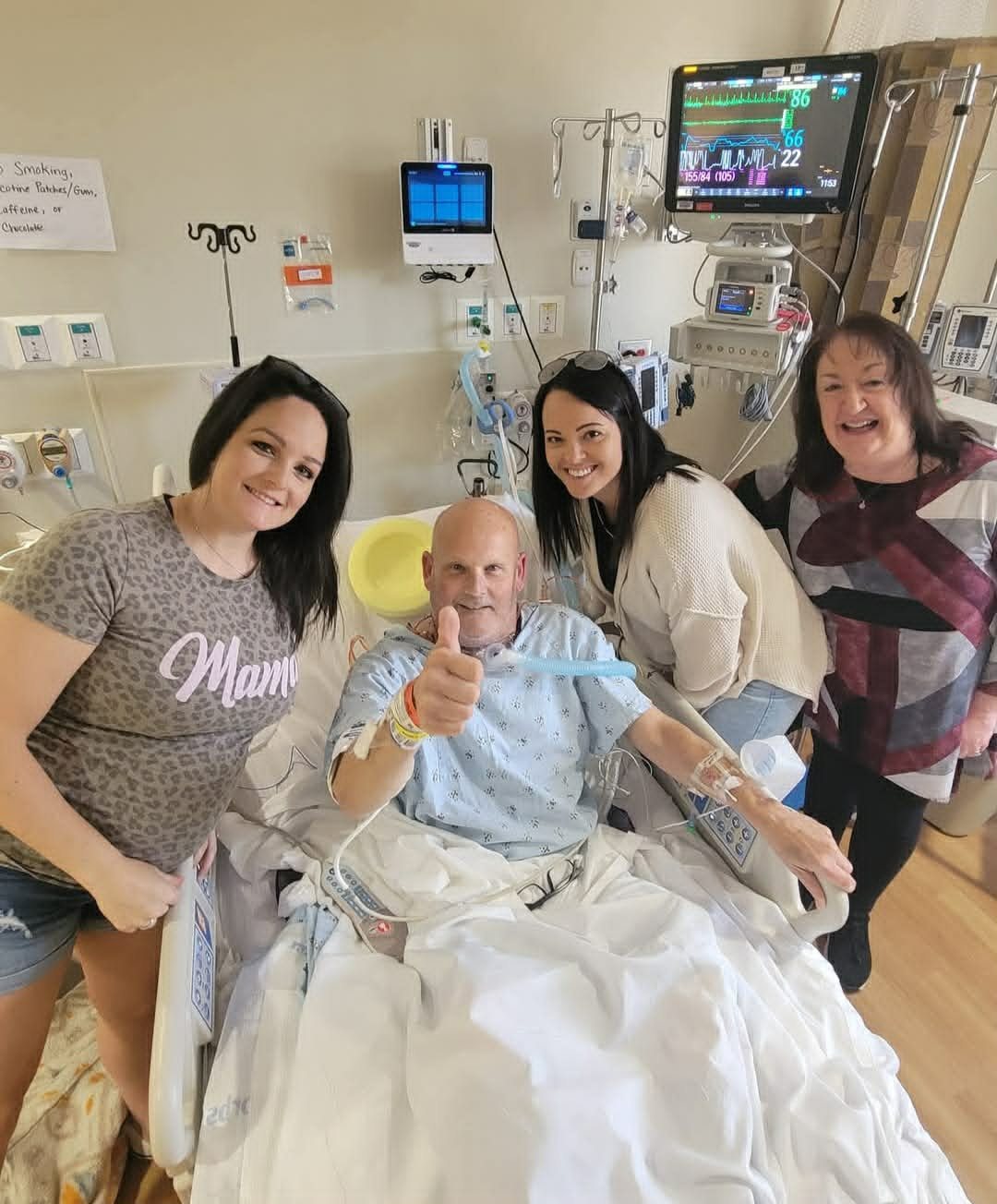 David receiving support from family during a hospital stay