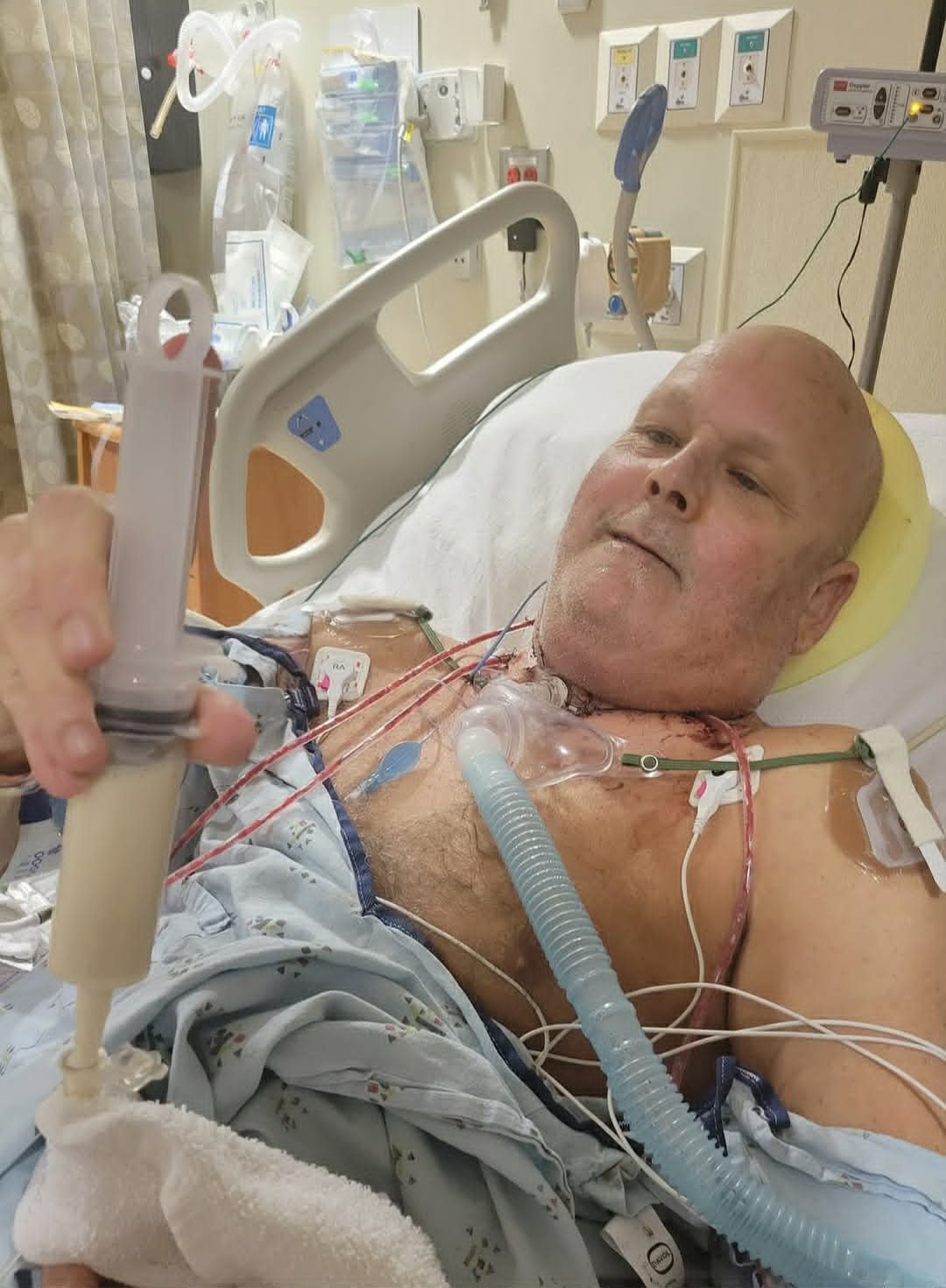 David recovering in a hospital room